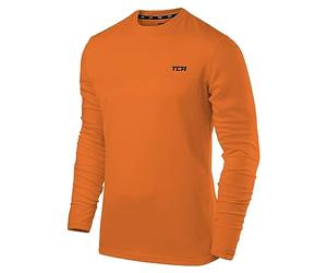 TCA Element Mens Athletic Sports Shirt - Lightweight Breathable Long Sleeve Gym & Running Top - Tangerine, M