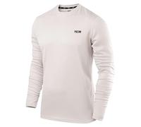 TCA Element Mens Athletic Sports Shirt - Lightweight Breathable Long Sleeve Gym & Running Top - White, M