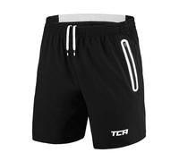 TCA Elite Tech Mens Running Shorts with Zip Pockets, Gym Shorts Men Training Sports Short with Phone Pocket Black - Black/White, XXXL