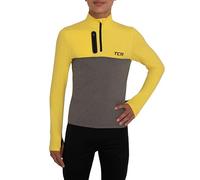 TCA Fusion Gym Tops for Boys Training Long Sleeve Running Top Boys Gym Clothes - Castlerock Grey Marl/Cyber Yellow, 8-10 Years
