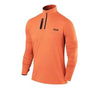 TCA Fusion Gym Tops for Men Training Long Sleeve Running Top Men Gym Clothes - Orange/Orange, XL
