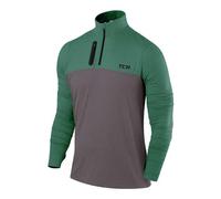 TCA Fusion Long Sleeve Running Top Men - Training Tops for Men - Golf Top Golf Clothing - 1/4 Zip Tops Mens - for Gym Hiking - Castlerock Grey/Cadmium Green, M