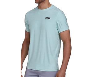 TCA Galaxy 4D-Stretch Mens Gym, Running, Training T Shirt - Gym Tops for Men, Running Top Men, Lightweight Breathable Moisture Wicking Quick Dry Tshirt| - Bay, M