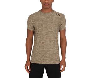 TCA Galaxy 4D-Stretch Mens Gym, Running, Training T Shirt - Gym Tops for Men, Running Top Men, Lightweight Breathable Moisture Wicking Quick Dry Tshirt| - Khaki, XL