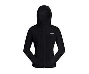 TCA Girls' AirLite 2.0 Hooded Waterproof Reflective Running Rain Jacket with Zip Pockets - Black, 12-14 Years