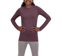 TCA Girls' SuperThermal Long Sleeve Performance Base Layer Running Training Top - Prune Marl, 8-10 Years