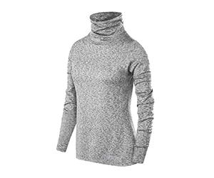 TCA Girls' Warm Up Long Sleeve Training Workout Funnel Neck Thermal Running Top with Thumbholes - Quiet Shade Marl, XLY 12-14 Years