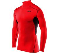 TCA HyperFusion Mock Neck Junior Compression Top Red Long Sleeve Kids Running