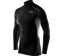TCA Men's HyperFusion Compression Base Layer Top Long Sleeve Under Shirt - Mock Neck - Black/Space Grey Mock Neck, M