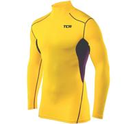 TCA HyperFusion Thermal Mock Neck Mens Compression Top Yellow Long Sleeve Run