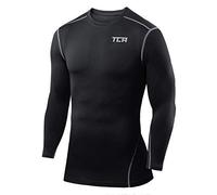 TCA Men Long Sleeve Compression Shirt, Athletic Workout Sports Undershirt Base Layer Top - Black, S