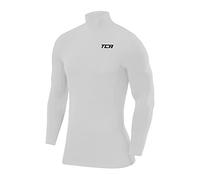 TCA Men Long Sleeve Compression Shirt, Athletic Workout Sports Undershirt Base Layer Top - Pro White, S