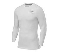 TCA Men Long Sleeve Compression Shirt, Athletic Workout Sports Undershirt Base Layer Top - Pro White, XXL