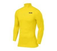 TCA Men Long Sleeve Compression Shirt, Athletic Workout Sports Undershirt Base Layer Top - Sonic Yellow, XXL