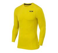 TCA Men Long Sleeve Compression Shirt, Athletic Workout Sports Undershirt Base Layer Top - Sonic Yellow, XL