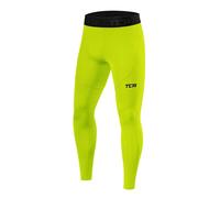 TCA Men Pro Performance Compression Leggings Thermal Base Layer Tights - Lime Punch, S