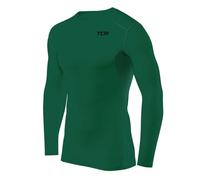TCA Men's and Boy's HyperFusion Compression Base Layer Top Long Sleeve Under Shirt - Crew/Mock - Cadmium Green, 12-14 Years