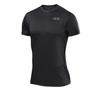TCA Men's Atomic Quick Dry T Shirt, Gym Sports Running Top for Men, Lightweight Breathable Moisture Wicking Active Athletic Short Sleeve Shirt - Black (UPF 50+), XXL