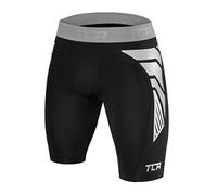 TCA Men's CarbonForce Pro Compression Base Layer Shorts Thermal Under Gear - Black Stealth/Grey, S