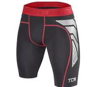 TCA Men's CarbonForce Pro Compression Base Layer Shorts Thermal Under Gear - Black Stealth/Red, L