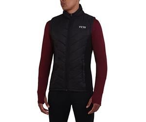 TCA Men's Excel Reflective Running Walking Hiking Sleeveless Thermal Padded Gilet with Zipped Pockets - Black Stealth, S