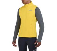 TCA Men's Flyweight Breathable Wind-Proof Running Workout Cycling Gilet with Zip Pockets - Vibrant Yellow, XXL