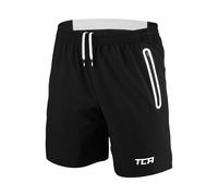 TCA Elite Tech Mens Running Shorts with Zip Pockets, Gym Shorts Men Training Sports Short with Phone Pocket - Black/White, L