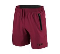 TCA Elite Tech Men's Lightweight Sports Running Shorts with Zip Pockets Red