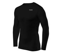 TCA Men's HyperFusion Compression Base Layer Top Long Sleeve Under Shirt - Crew Neck - Black, M