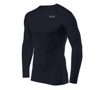 TCA Men's HyperFusion Compression Base Layer Top Long Sleeve Under Shirt - Crew Neck - Navy Blazer, XL