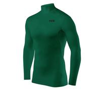 TCA Men's HyperFusion Compression Base Layer Top Long Sleeve Under Shirt - Mock Neck - Cadmium Green Mock, XL
