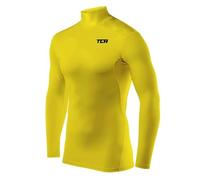 TCA Men's HyperFusion Compression Base Layer Top Long Sleeve Under Shirt - Mock Neck - Mock - Sonic Yellow Mock Neck, L