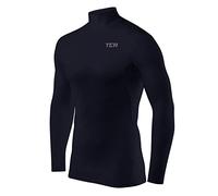 TCA Men's HyperFusion Compression Base Layer Top Long Sleeve Under Shirt - Mock Neck - Navy Blazer Mock, M