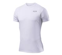 TCA Men's Atomic Quick Dry T Shirt, Gym Sports Running Top for Men, Lightweight Breathable Moisture Wicking Active Athletic Short Sleeve Shirt - White (UPF 50+), XXL