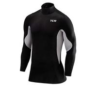 TCA Men's SuperThermal Compression Base Layer Football Running Top Long Sleeve Thermal - Mock Neck - Black/Cool Grey, S