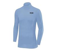 TCA Men's SuperThermal Compression Base Layer Football Running Top Long Sleeve Thermal - Mock Neck - Ice Blue, S