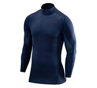 TCA Men's SuperThermal Compression Base Layer Football Running Top Long Sleeve Thermal - Mock Neck - Navy Eclipse, M