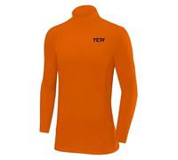 TCA Men's SuperThermal Compression Base Layer Football Running Top Long Sleeve Thermal - Mock Neck - Orange, XXL