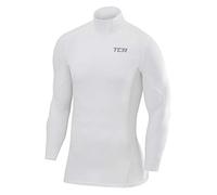 TCA Men's SuperThermal Compression Base Layer Football Running Top Long Sleeve Thermal - Mock Neck - Pro White, XL