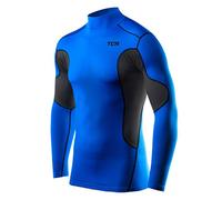 TCA Men's SuperThermal Compression Base Layer Football Running Top Long Sleeve Thermal - Mock Neck - Varsity Blue/Black, M