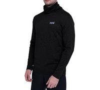 TCA Men's Warm Up Long Sleeve Training Workout Funnel Neck Thermal Running Top with Thumbholes - Black Stealth, M
