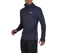 TCA Men's Warm Up Long Sleeve Training Workout Funnel Neck Thermal Running Top with Thumbholes - Graphite, S