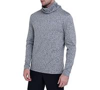 TCA Men's Warm Up Long Sleeve Training Workout Funnel Neck Thermal Running Top with Thumbholes - Quiet Shade Marl, S