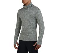 TCA Men's Warm Up Long Sleeve Training Workout Funnel Neck Thermal Running Top with Thumbholes - Quiet Shade Marl, XL