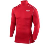 TCA Men Long Sleeve Compression Shirt, Athletic Workout Sports Undershirt Base Layer Top - Team Red, S
