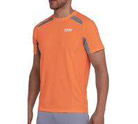 TCA Quick Dry T Shirt Gym Top for Men Short Sleeve Running Top Mens Gym Clothes Sports Active wear, Lightweight Breathable Moisture Wicking Clothing - Tangerine, XL