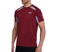 TCA Quick Dry T Shirt Gym Top for Men Short Sleeve Running Top Mens Gym Clothes Sports Active wear, Lightweight Breathable Moisture Wicking Clothing - Cabernet, XXL