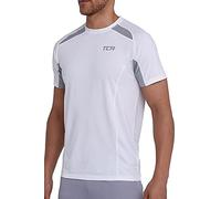 TCA Quick Dry T Shirt Gym Top for Men Short Sleeve Running Top Mens Gym Clothes - White, L