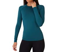 TCA Super Thermal Long Sleeve Women Running, Ski Base Layer - Compression Shirts Woman, Workout Tops for Women - Atlantic Deep, XL
