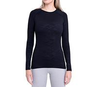 TCA Super Thermal Tops Womens, Long Sleeve Tops Women Running, Ski Base Layers - Compression Shirts Woman - Black Combat, L